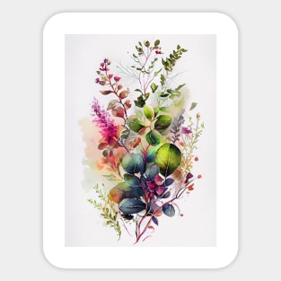 Spring times flowers watercolor art Sticker